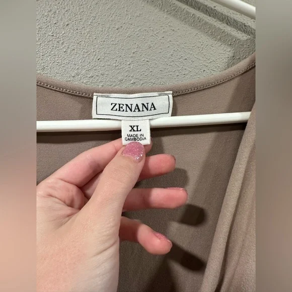 5/$25 Stylish Taupe Wrap Dress - Picture 3 of 4